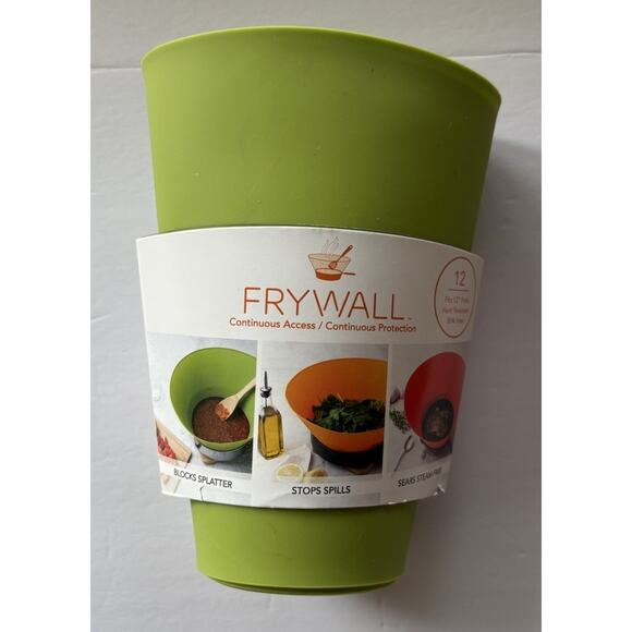 Frywall Green Splatter Guard 12" Continuous Protection BPA Free Silicone0 - Picture 1 of 6